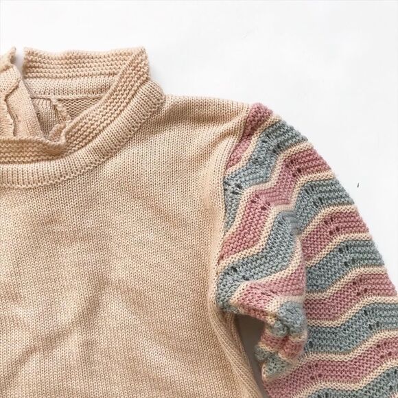Hand knit neutral mock neck  sweater EUC fits 2/3Y - Picture 3 of 5